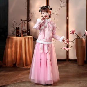 女童汉服秋冬儿童古装超仙冬季中国风新年唐装加厚冬装过年拜年服