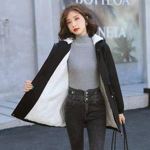 加绒风衣女新款冬季休闲宽松大衣洋气加厚中长款棉服外套